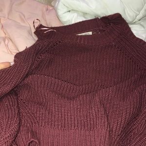 Maroon “pink rose” knitted sweater